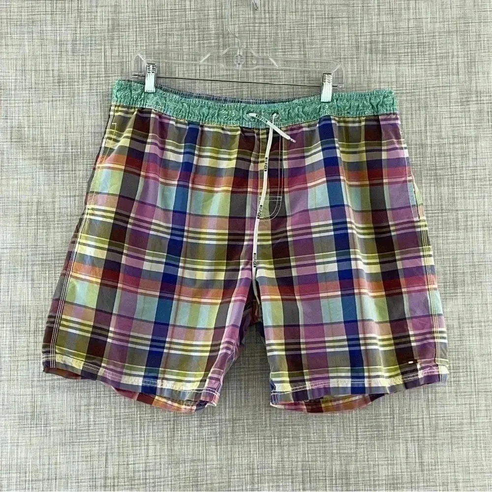 💥 Tommy HIlfiger Plaid swimming trunks Men's XL. 1981